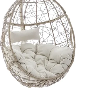 Crosley Furniture Cleo Wicker Indoor Outdoor Hanging Egg Chair with Stand for Patio, Porch, Deck, Light Brown with Sand Cushions