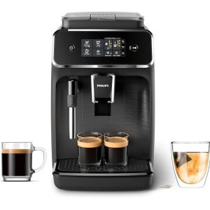 PHILIPS 2200 Series Fully Automatic Espresso Machine, Classic Milk Frother, 2 Coffee Varieties, Intuitive Touch Display, 100% Ceramic Grinder, AquaClean Filter, Aroma Seal, Black (EP2220/14)